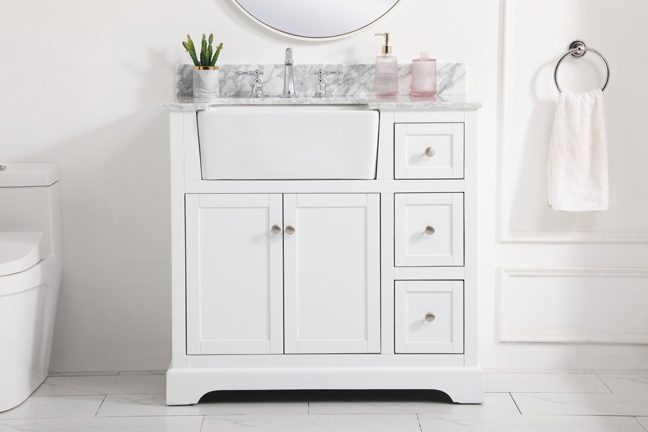 Elegant Decor VF60236WH-BS 36 inch single bathroom vanity in white with backsplash Elegant Decor VF60236WH-BS 36 inch single bathroom vanity in white with backsplash