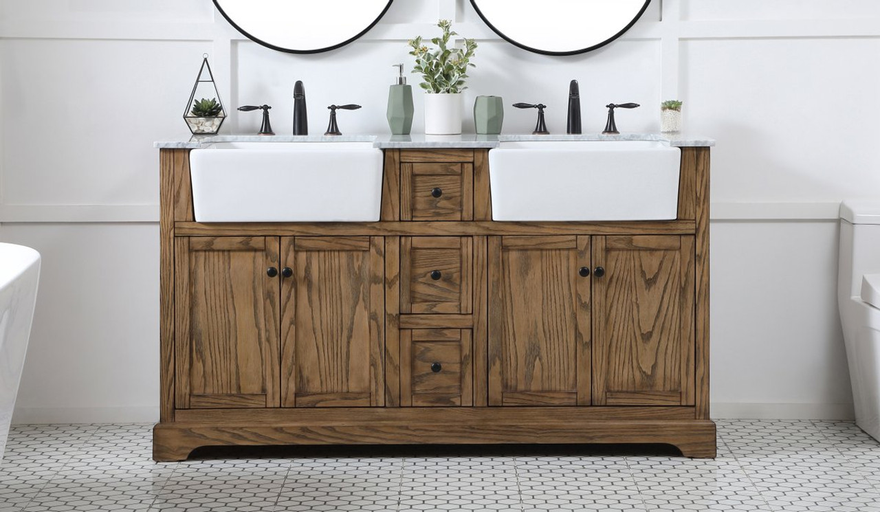 Elegant Decor VF60260DDW 60 inch double bathroom vanity in driftwood Elegant Decor VF60260DDW 60 inch double bathroom vanity in driftwood