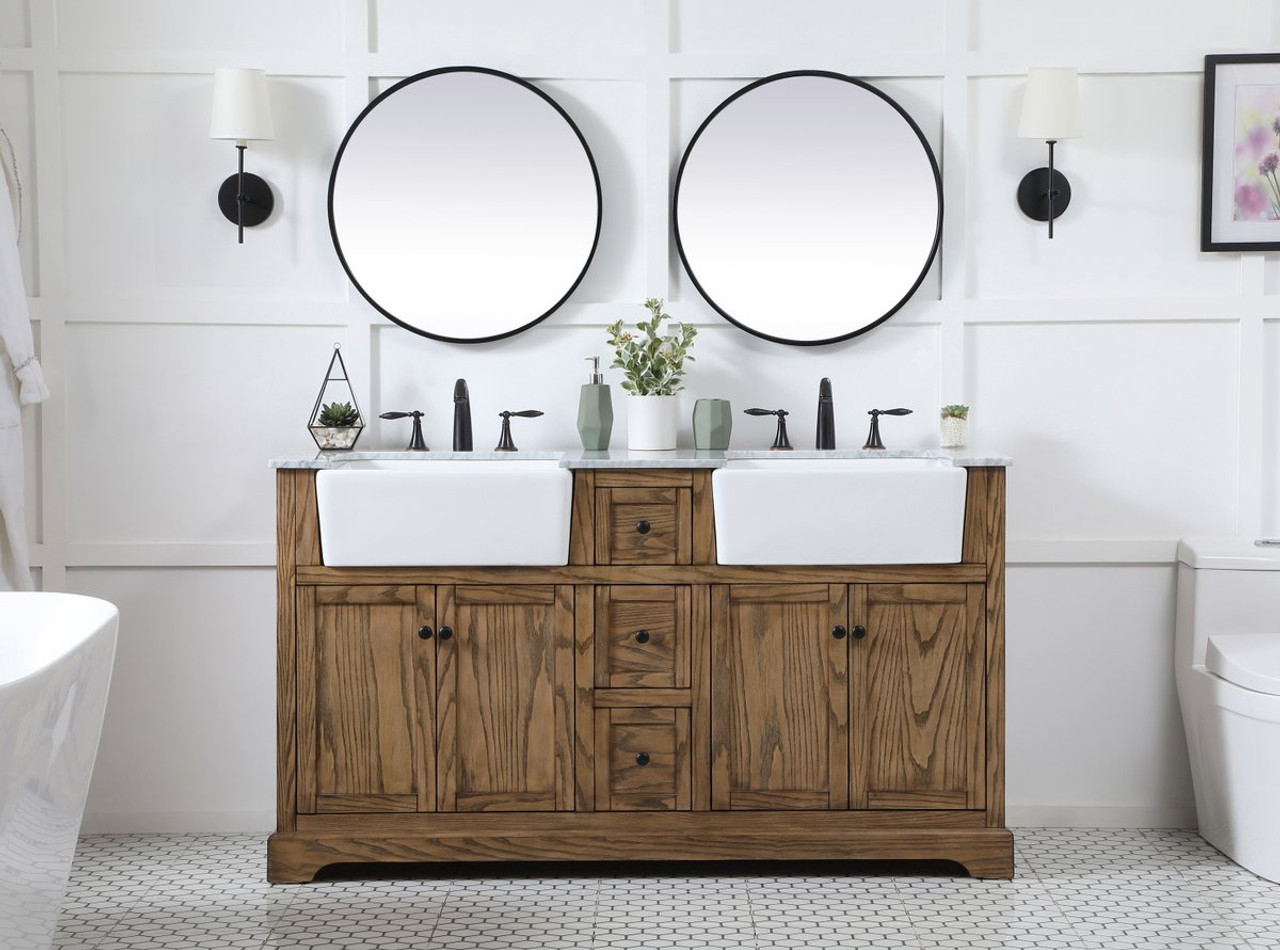 Elegant Decor VF60260DDW 60 inch double bathroom vanity in driftwood Elegant Decor VF60260DDW 60 inch double bathroom vanity in driftwood