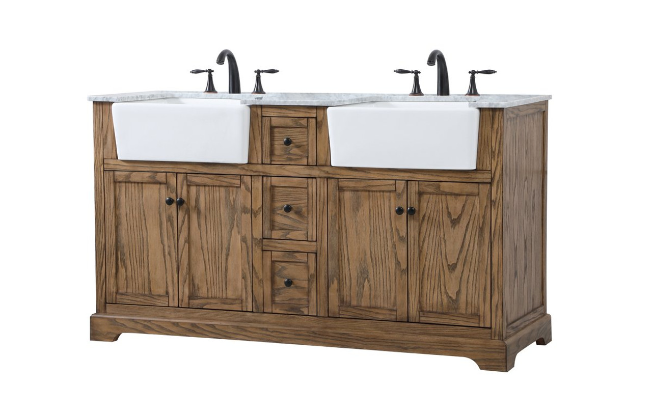Elegant Decor VF60260DDW 60 inch double bathroom vanity in driftwood Elegant Decor VF60260DDW 60 inch double bathroom vanity in driftwood