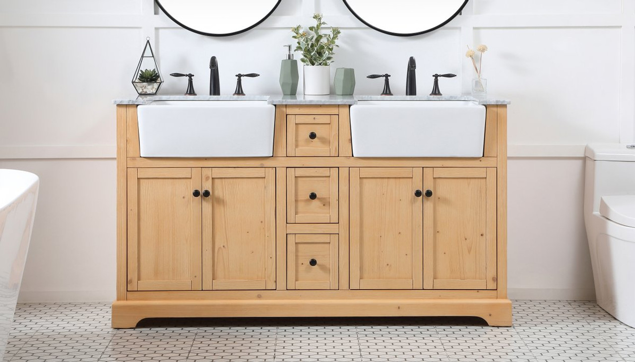Elegant Decor VF60260DNW 60 inch double bathroom vanity in natural wood Elegant Decor VF60260DNW 60 inch double bathroom vanity in natural wood