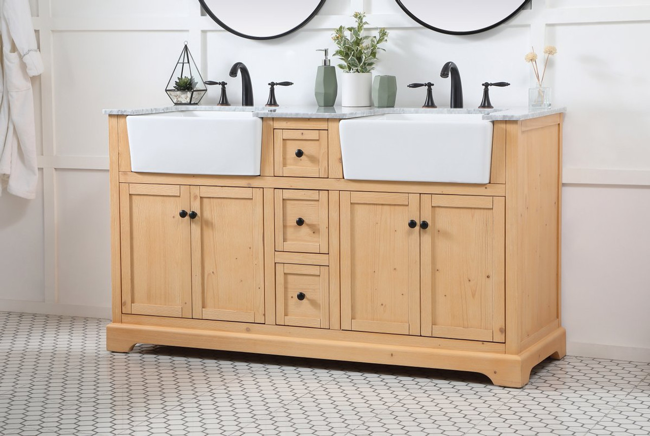 Elegant Decor VF60260DNW 60 inch double bathroom vanity in natural wood Elegant Decor VF60260DNW 60 inch double bathroom vanity in natural wood