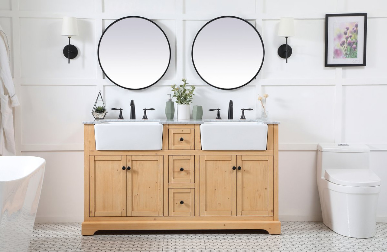 Elegant Decor VF60260DNW 60 inch double bathroom vanity in natural wood Elegant Decor VF60260DNW 60 inch double bathroom vanity in natural wood