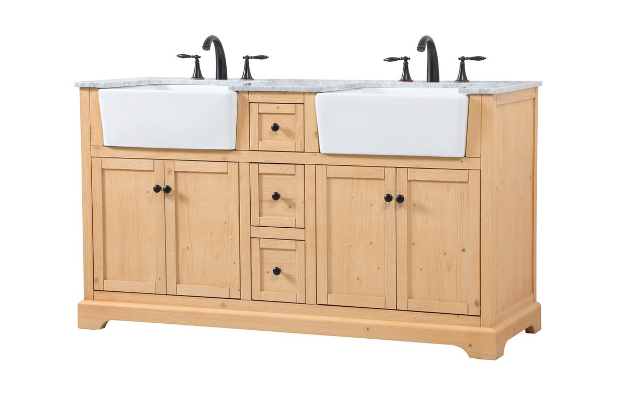 Elegant Decor VF60260DNW 60 inch double bathroom vanity in natural wood