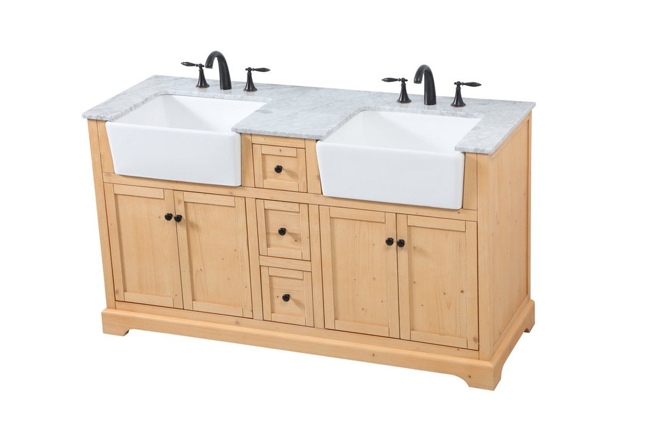 Elegant Decor VF60260DNW 60 inch double bathroom vanity in natural wood Elegant Decor VF60260DNW 60 inch double bathroom vanity in natural wood