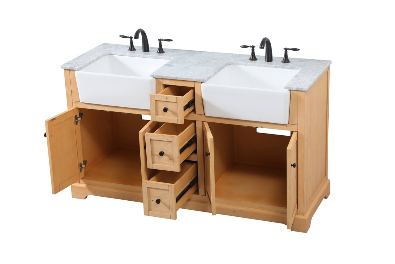 Elegant Decor VF60260DNW 60 inch double bathroom vanity in natural wood Elegant Decor VF60260DNW 60 inch double bathroom vanity in natural wood