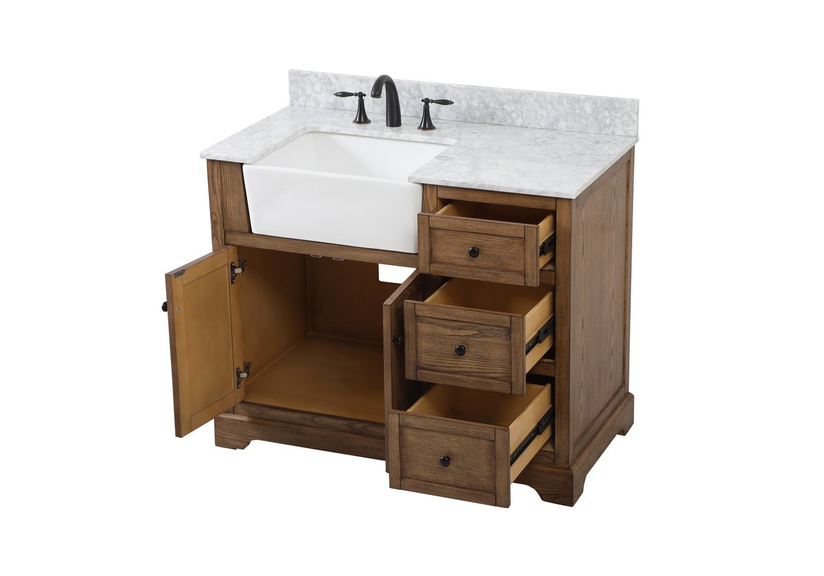 Elegant Decor VF60242DW-BS 42 inch single bathroom vanity in driftwood with backsplash