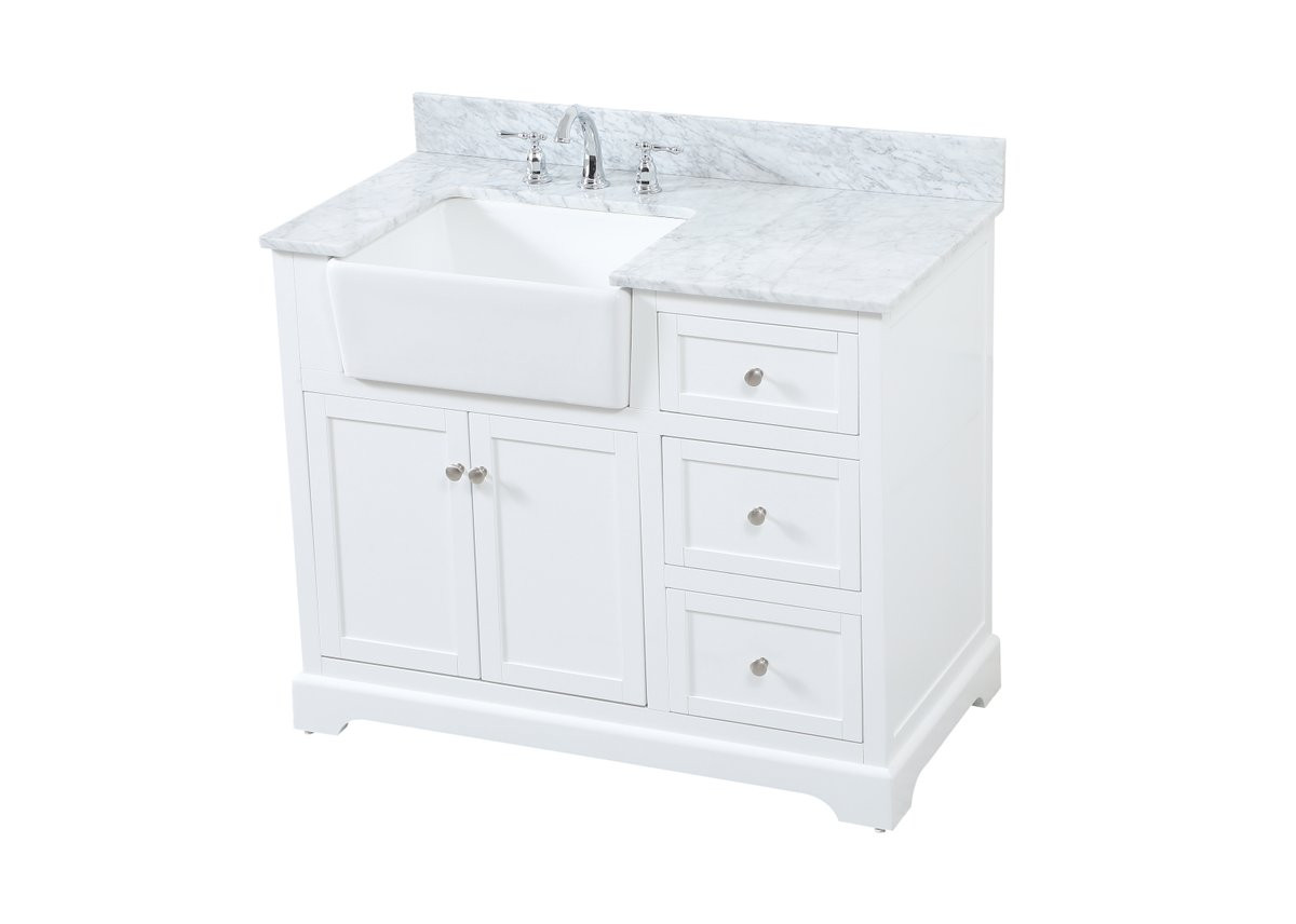 Elegant Decor VF60242WH-BS 42 inch single bathroom vanity in white with backsplash
