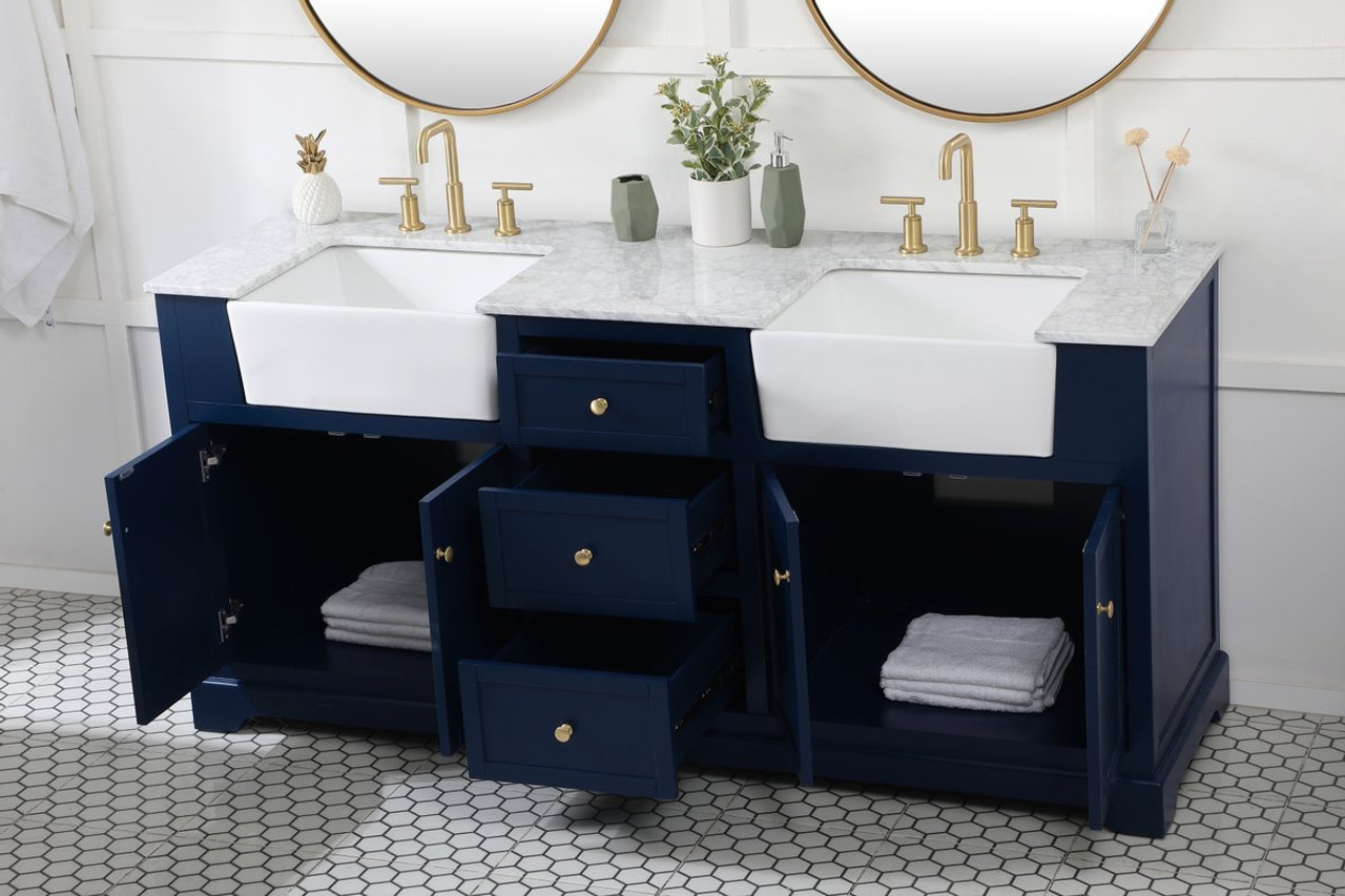 Elegant Decor VF60272DBL 72 inch double bathroom vanity in blue