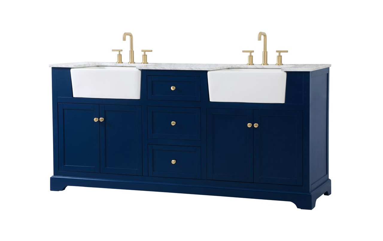 Elegant Decor VF60272DBL 72 inch double bathroom vanity in blue