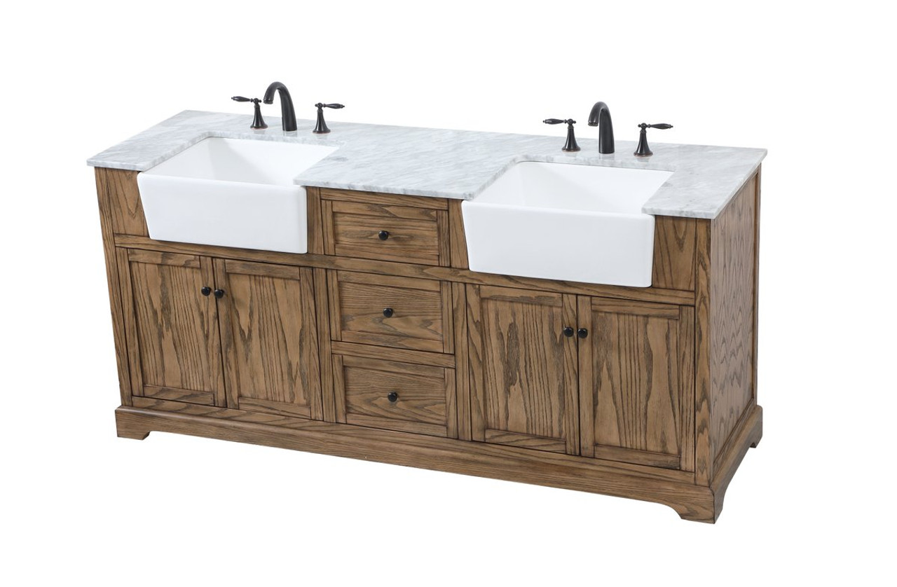 Elegant Decor VF60272DDW 72 inch double bathroom vanity in driftwood Elegant Decor VF60272DDW 72 inch double bathroom vanity in driftwood