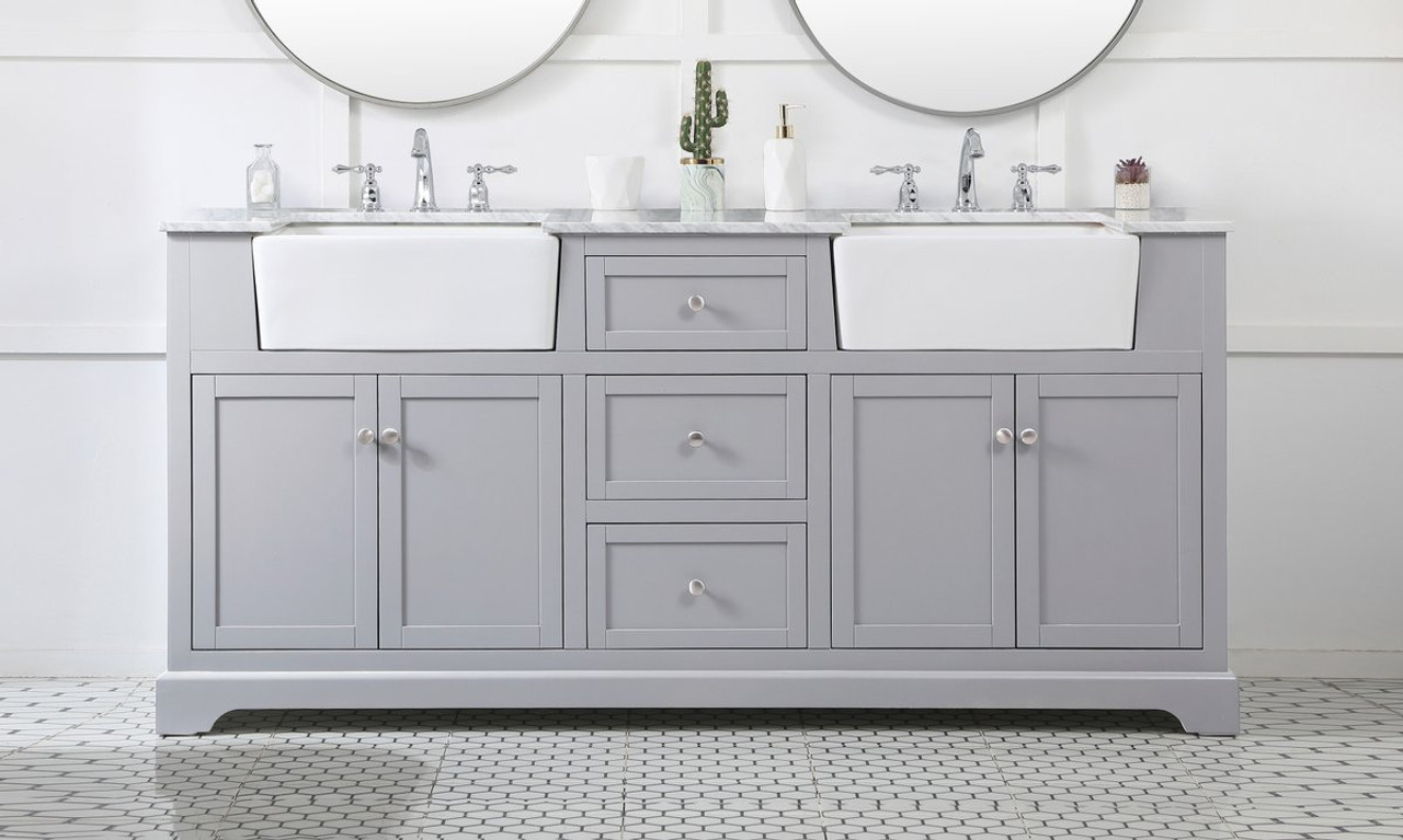 Elegant Decor VF60272DGR 72 inch double bathroom vanity in grey