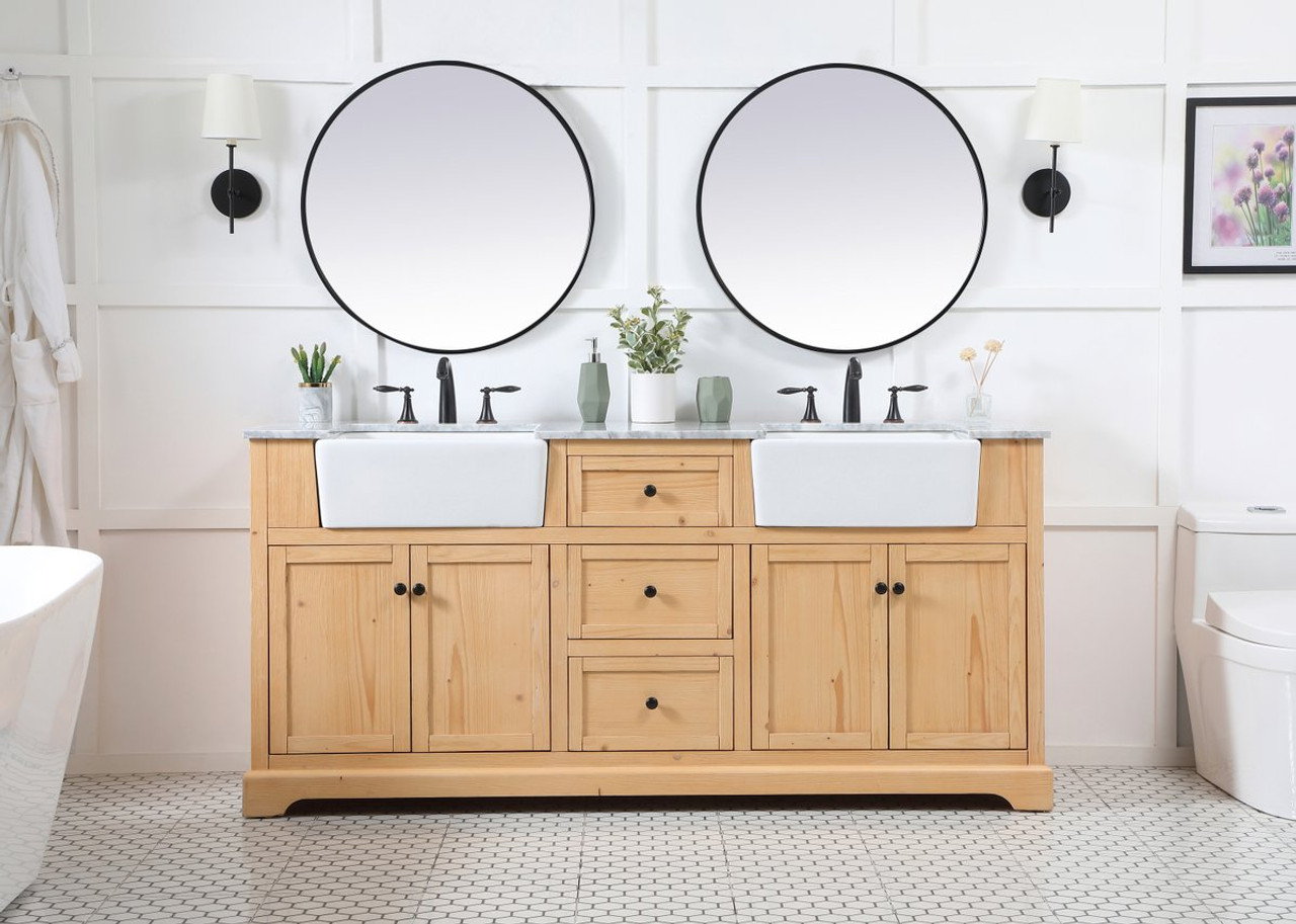 Elegant Decor VF60272DNW 72 inch double bathroom vanity in natural wood