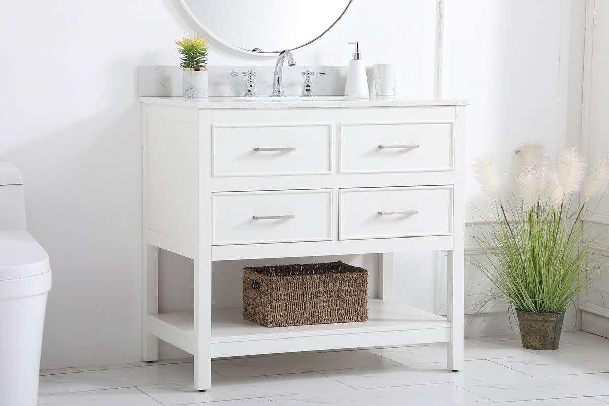 Elegant Decor VF19036WH-BS 36 inch single bathroom vanity in white with backsplash
