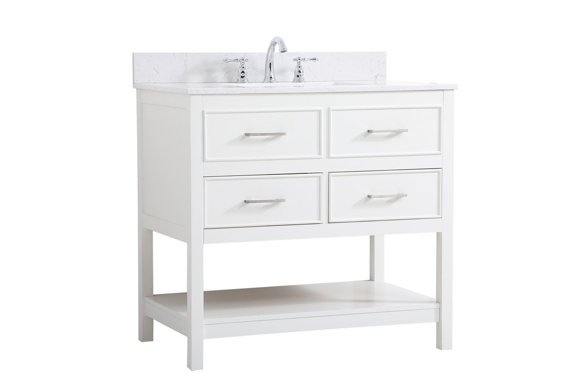Elegant Decor VF19036WH-BS 36 inch single bathroom vanity in white with backsplash