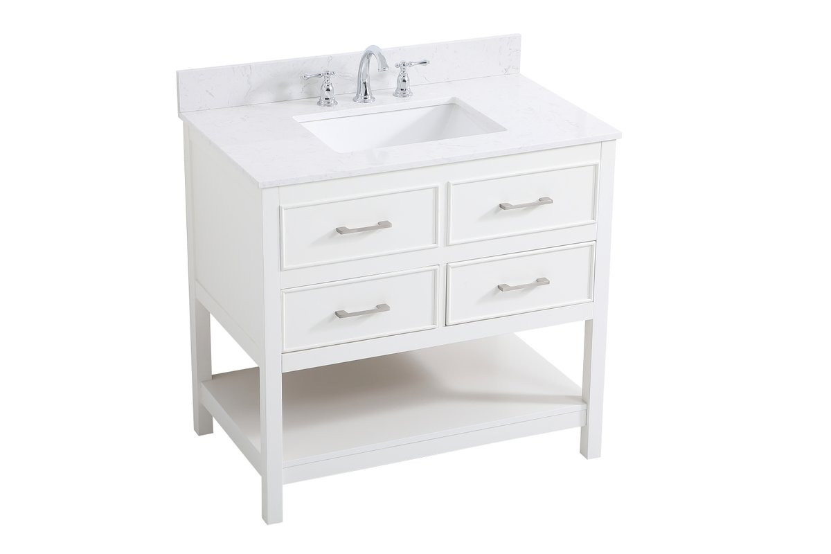 Elegant Decor VF19036WH-BS 36 inch single bathroom vanity in white with backsplash