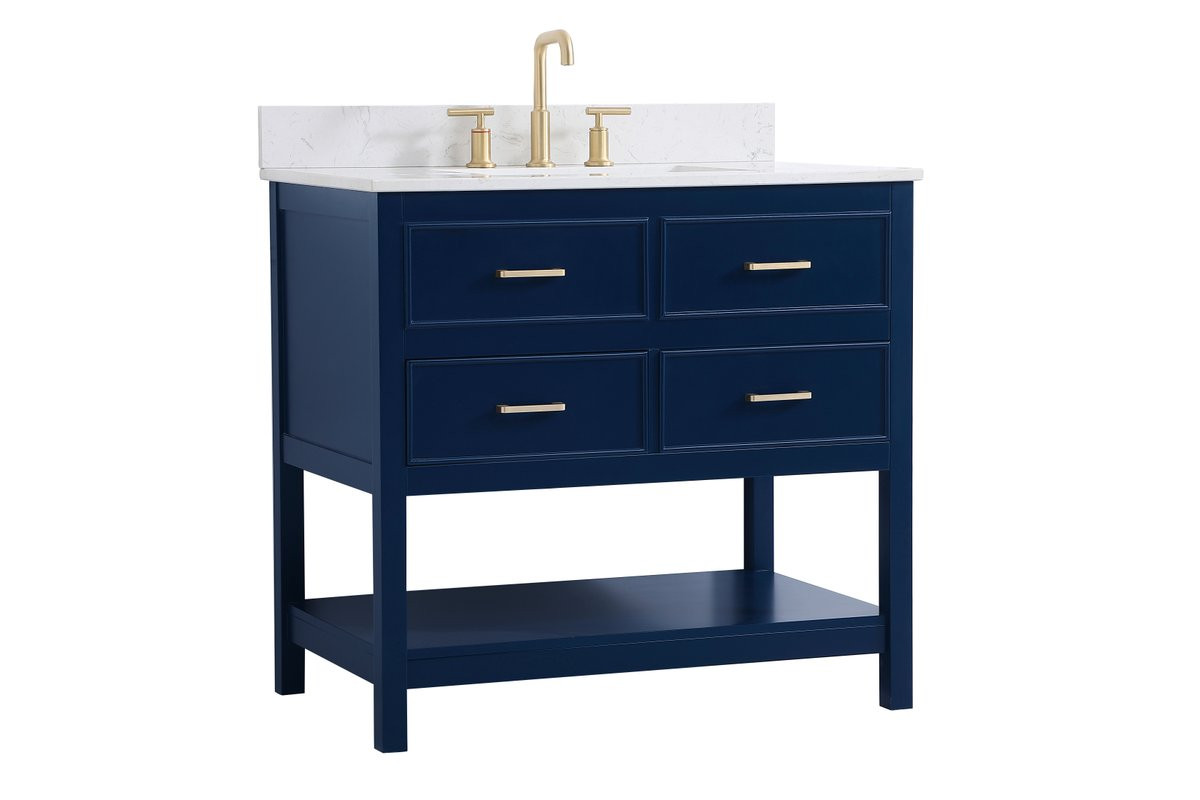 Elegant Decor VF19036BL-BS 36 inch single bathroom vanity in blue with backsplash