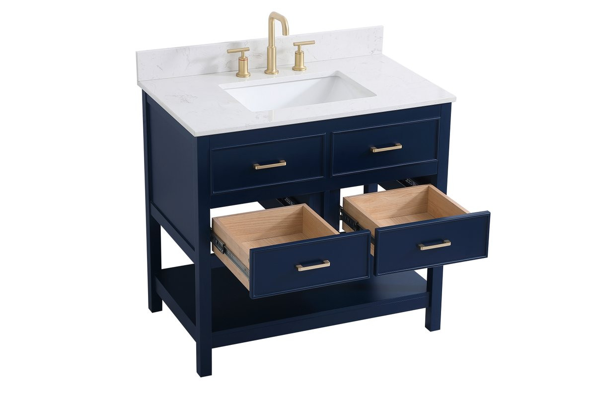 Elegant Decor VF19036BL-BS 36 inch single bathroom vanity in blue with backsplash