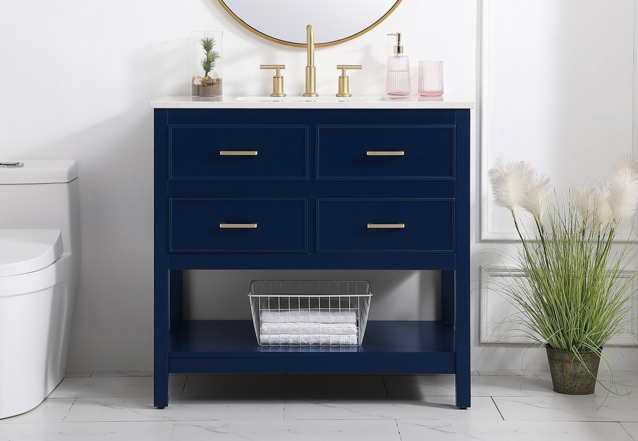 Elegant Decor VF19036BL 36 inch single bathroom vanity in blue Elegant Decor VF19036BL 36 inch single bathroom vanity in blue