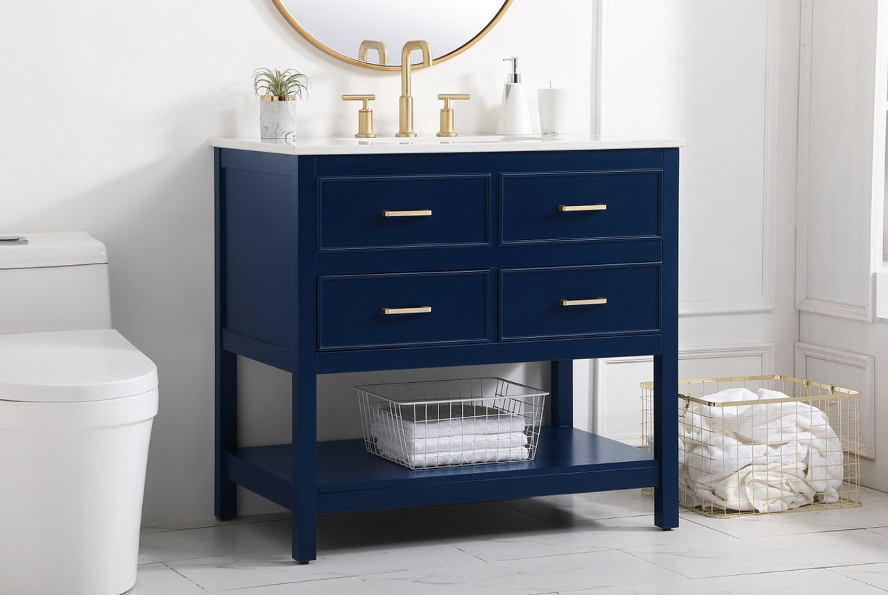 Elegant Decor VF19036BL 36 inch single bathroom vanity in blue Elegant Decor VF19036BL 36 inch single bathroom vanity in blue