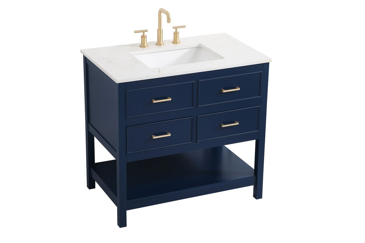 Elegant Decor VF19036BL 36 inch single bathroom vanity in blue Elegant Decor VF19036BL 36 inch single bathroom vanity in blue
