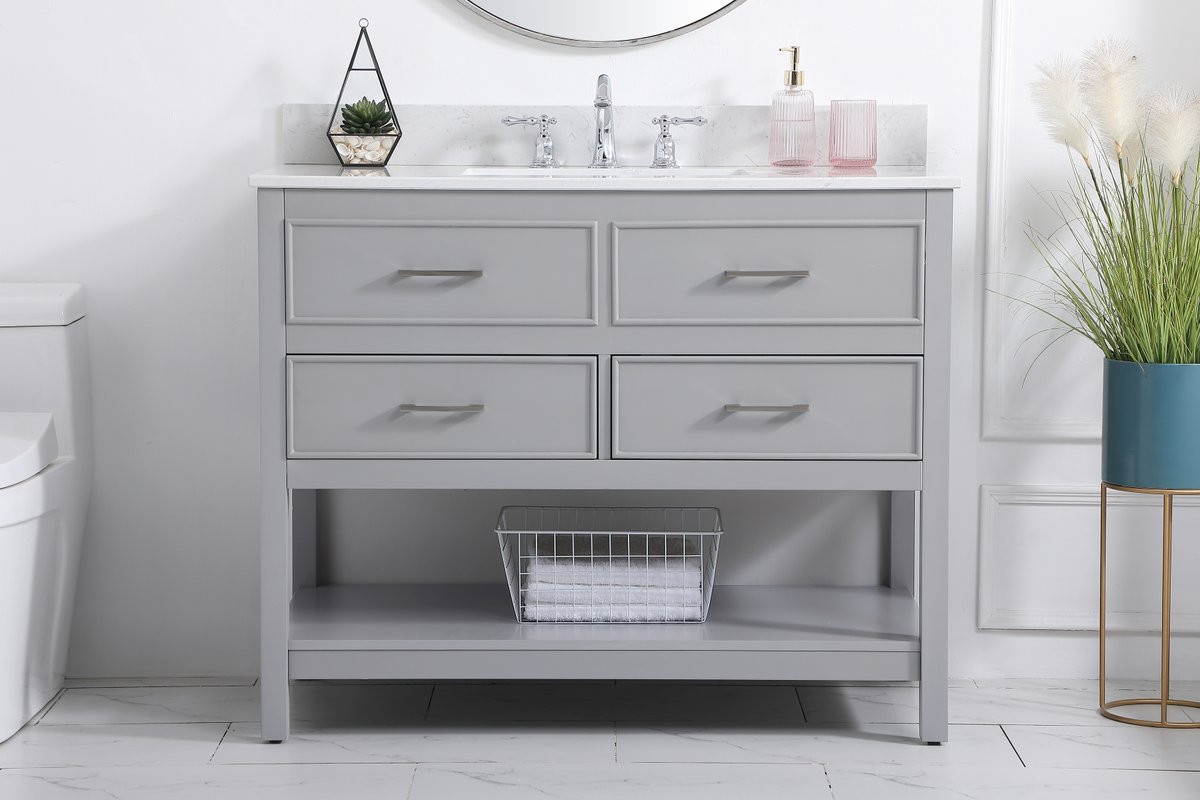 Elegant Decor VF19042GR-BS 42 inch single bathroom vanity in gray with backsplash