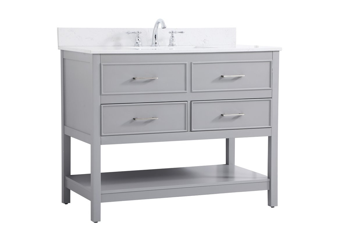 Elegant Decor VF19042GR-BS 42 inch single bathroom vanity in gray with backsplash