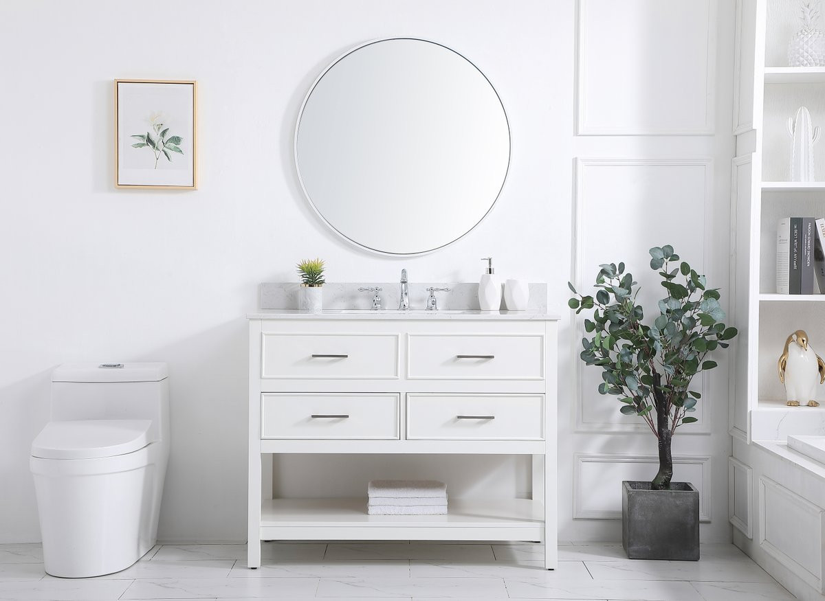 Elegant Decor VF19042WH-BS 42 inch single bathroom vanity in white with backsplash
