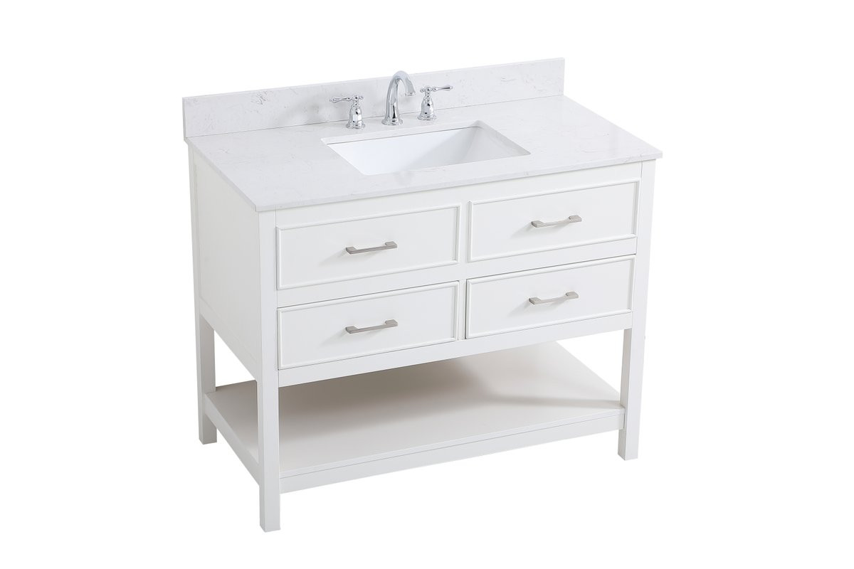 Elegant Decor VF19042WH-BS 42 inch single bathroom vanity in white with backsplash