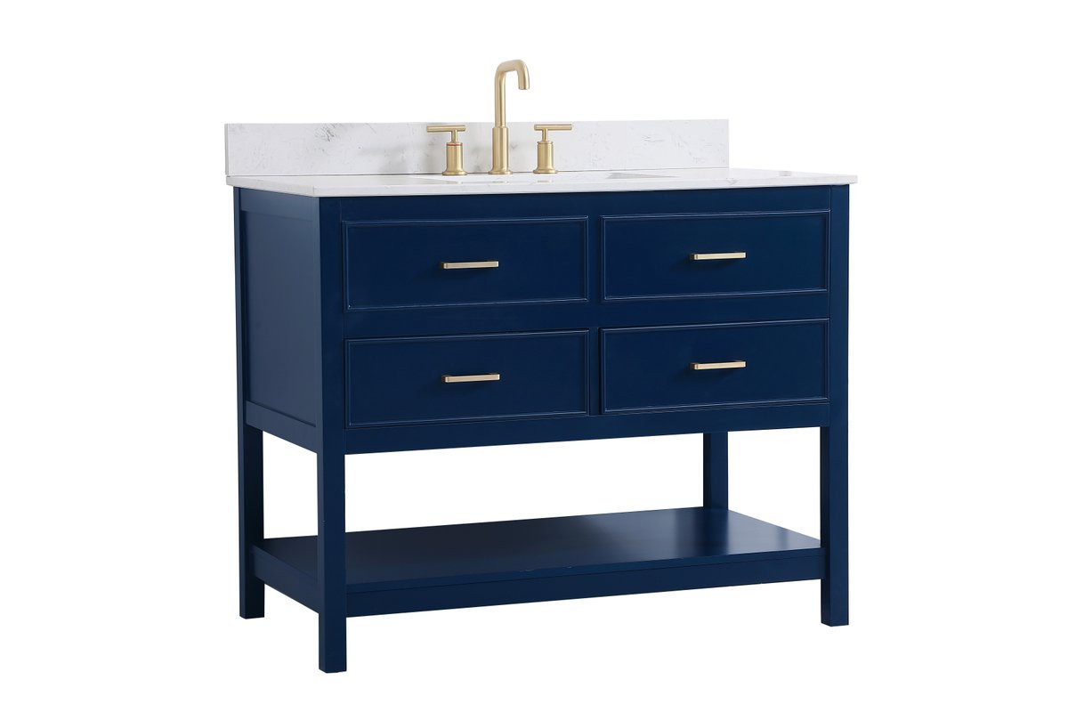 Elegant Decor VF19042BL-BS 42 inch single bathroom vanity in blue with backsplash