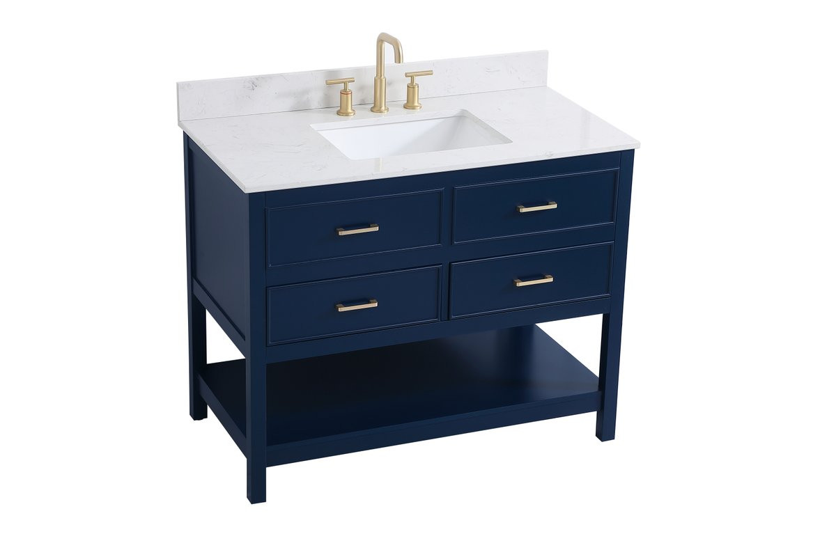 Elegant Decor VF19042BL-BS 42 inch single bathroom vanity in blue with backsplash