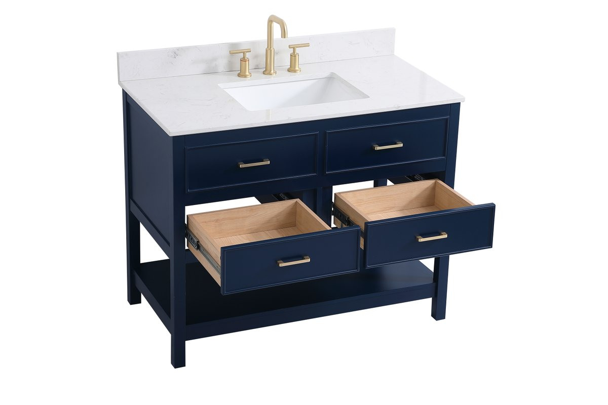 Elegant Decor VF19042BL-BS 42 inch single bathroom vanity in blue with backsplash