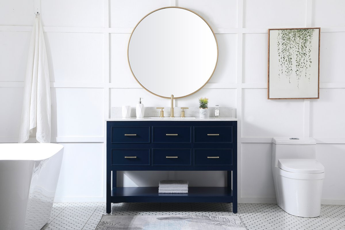 Elegant Decor VF19048BL-BS 48 inch single bathroom vanity in blue with backsplash