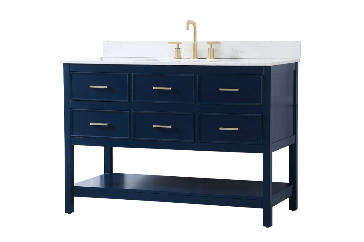 Elegant Decor VF19048BL-BS 48 inch single bathroom vanity in blue with backsplash