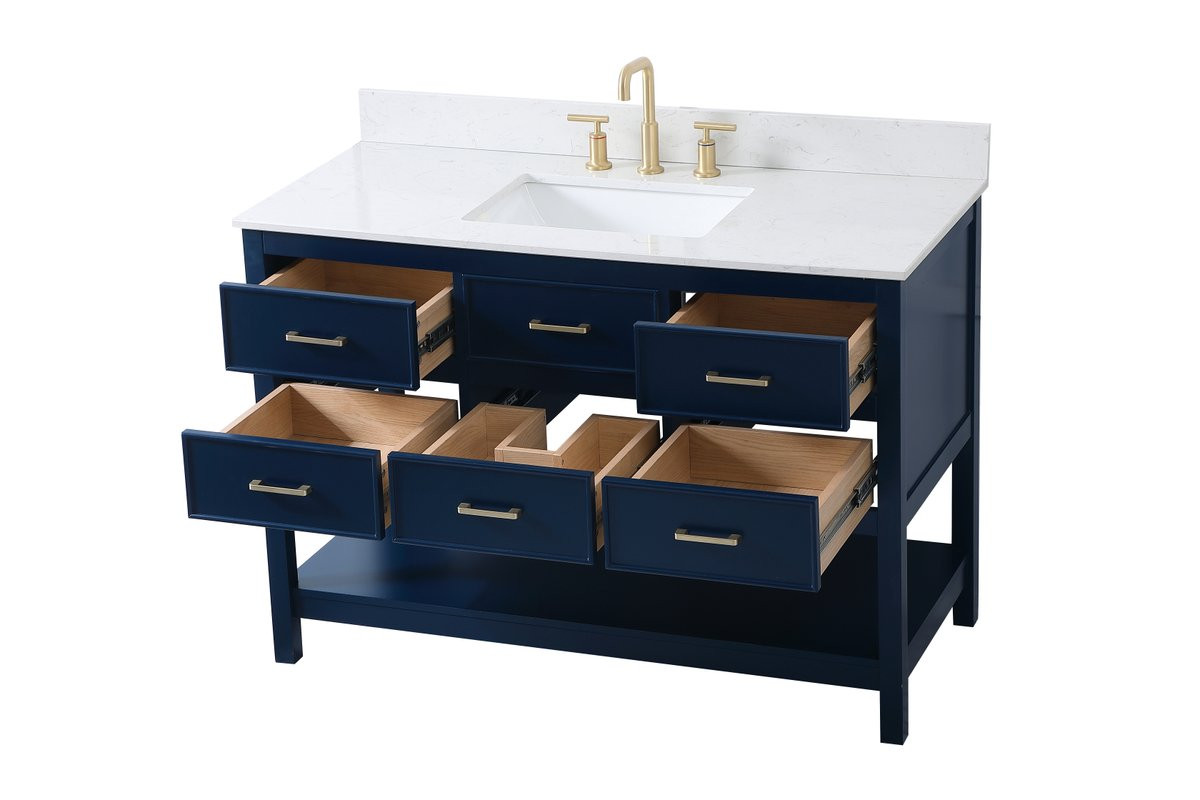 Elegant Decor VF19048BL-BS 48 inch single bathroom vanity in blue with backsplash