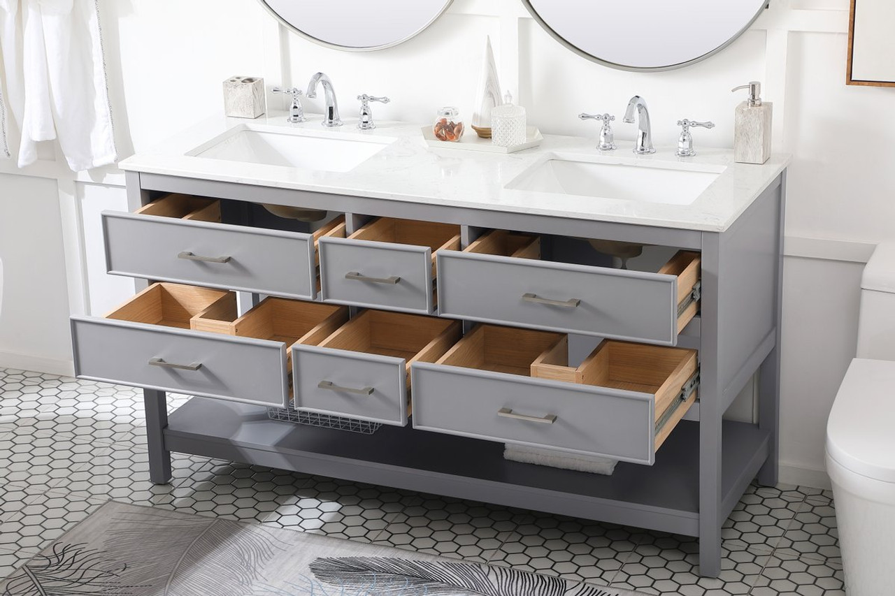 Elegant Decor VF19060DGR 60 inch double bathroom vanity in gray Elegant Decor VF19060DGR 60 inch double bathroom vanity in gray