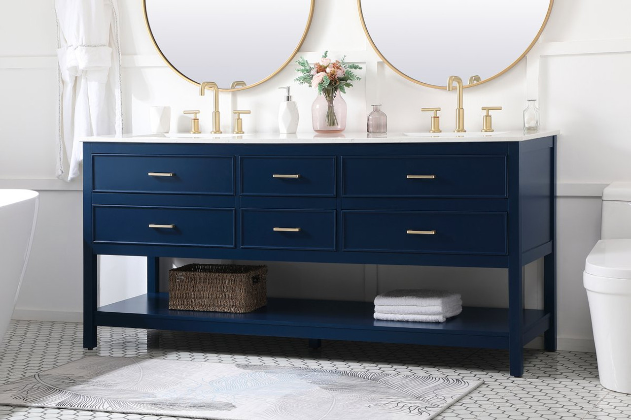 Elegant Decor VF19072DBL 72 inch double bathroom vanity in blue