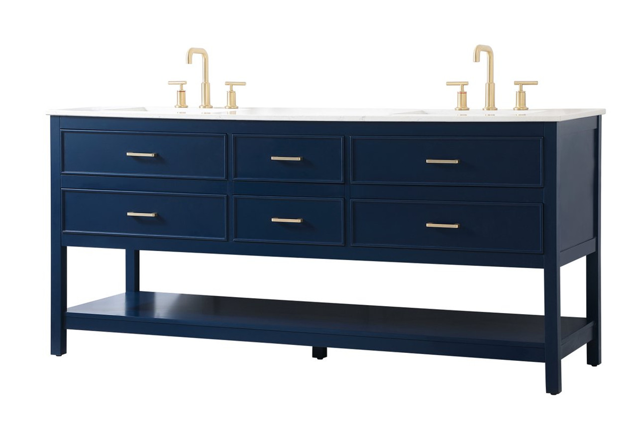 Elegant Decor VF19072DBL 72 inch double bathroom vanity in blue