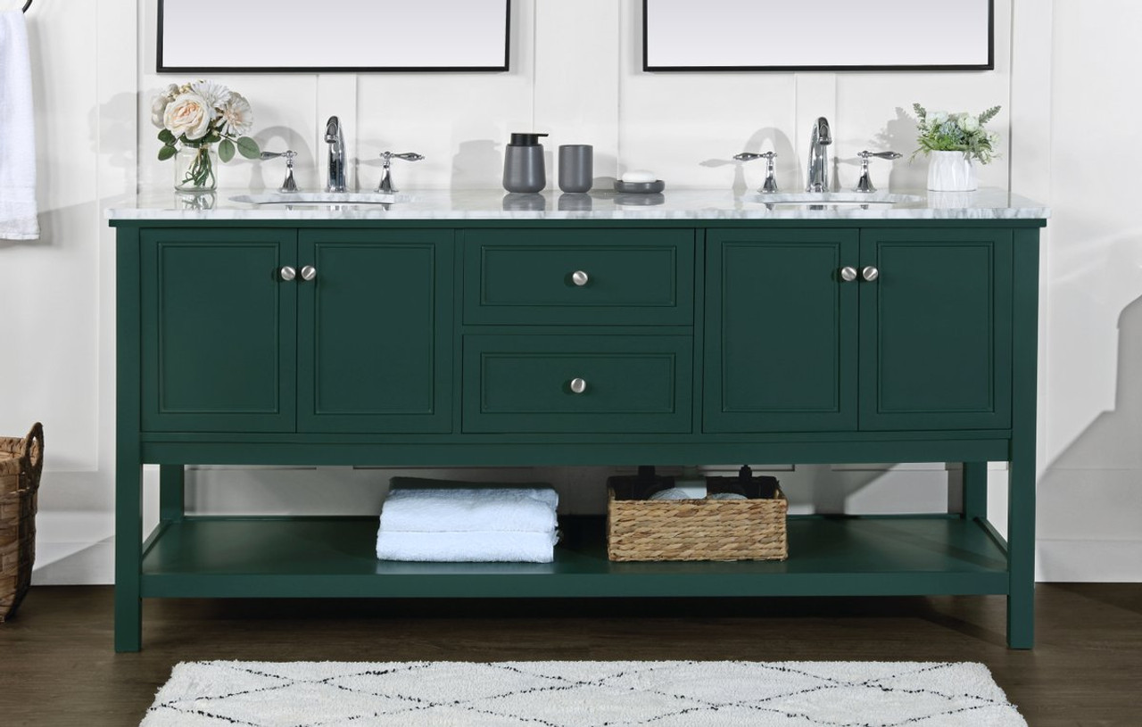 Elegant Decor VF27072DGN 72 inch double bathroom vanity in green