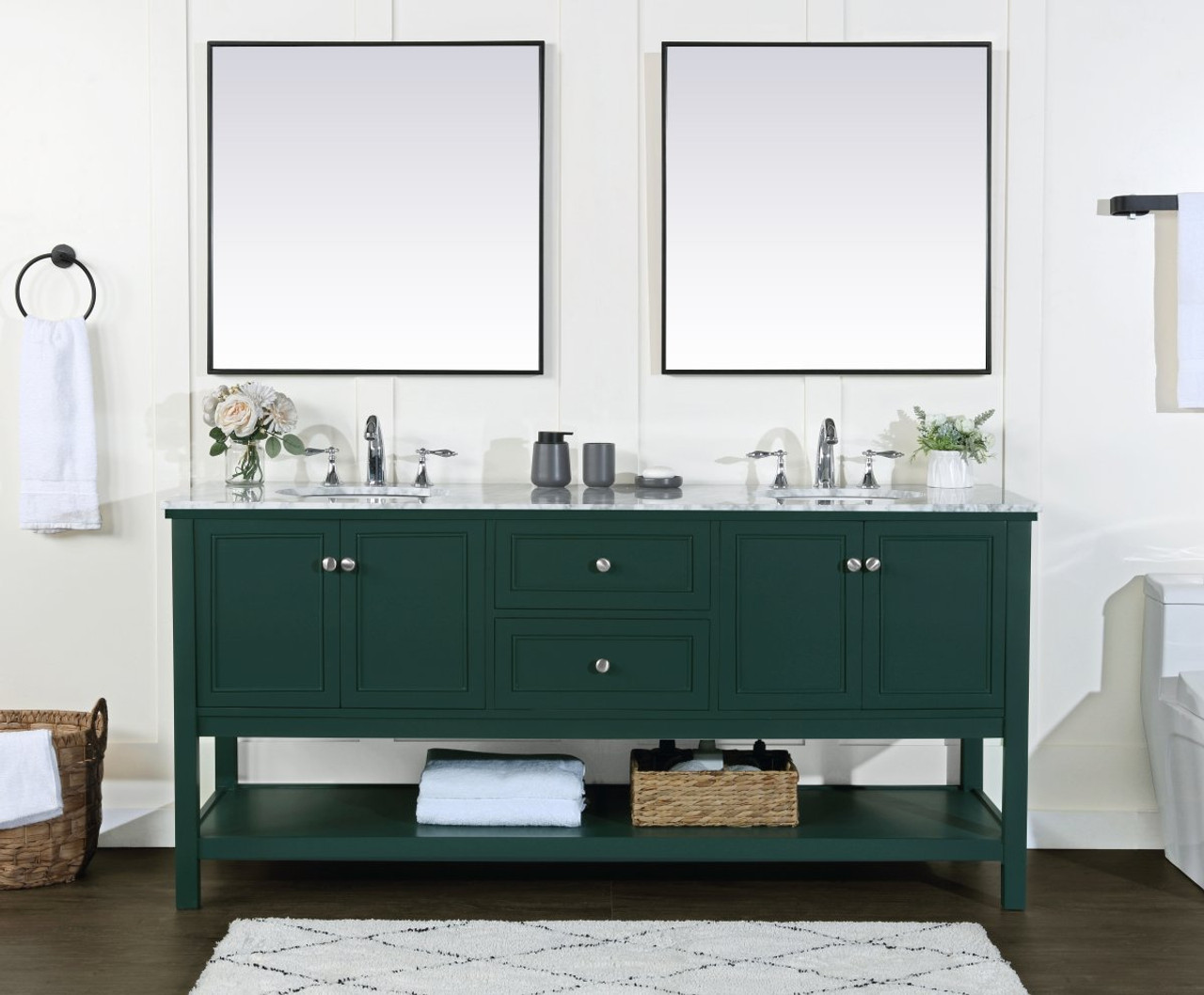 Elegant Decor VF27072DGN 72 inch double bathroom vanity in green