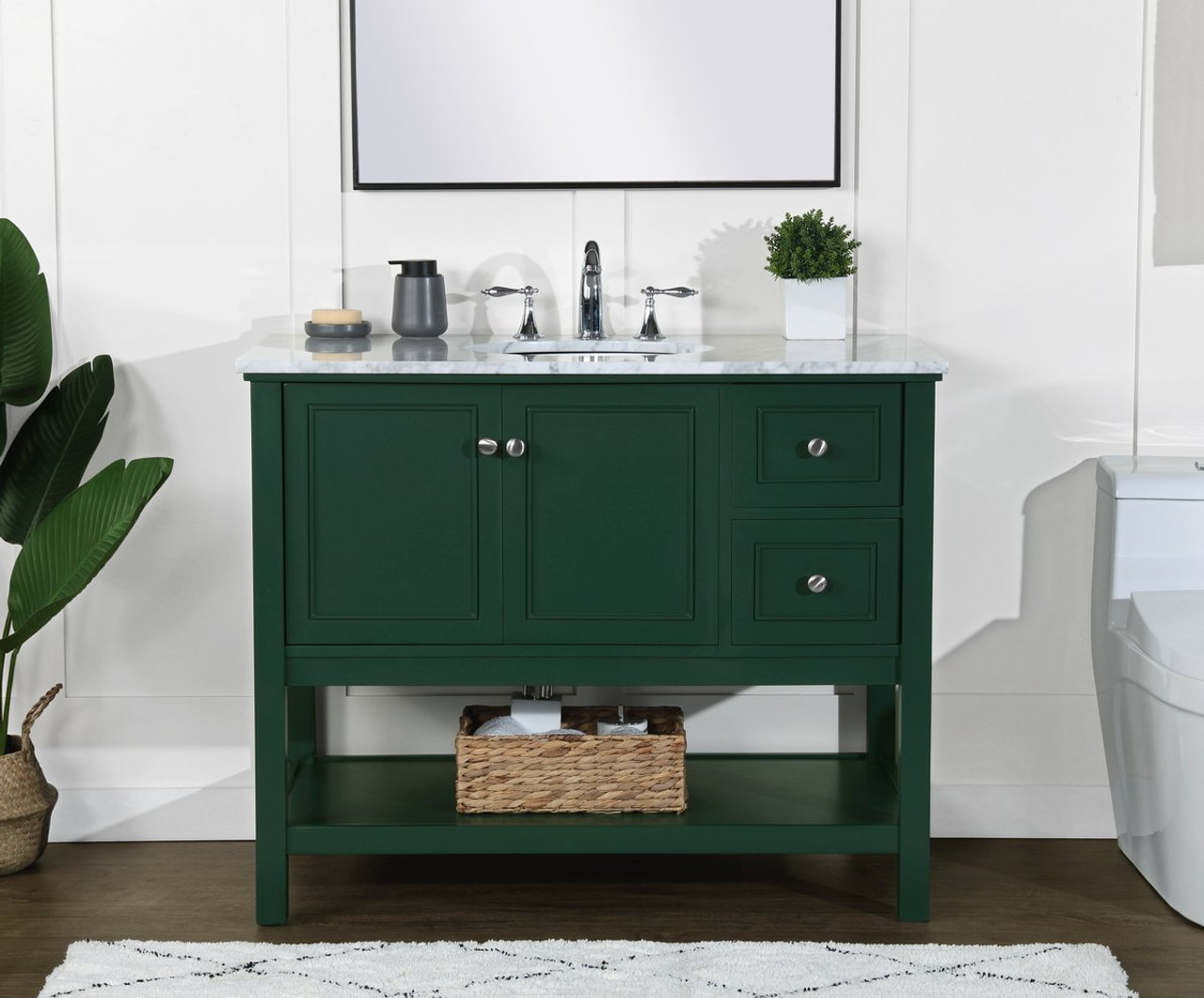 Elegant Decor VF27042GN 42 inch single bathroom vanity in green