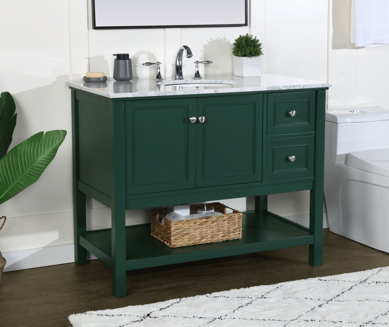 Elegant Decor VF27042GN 42 inch single bathroom vanity in green