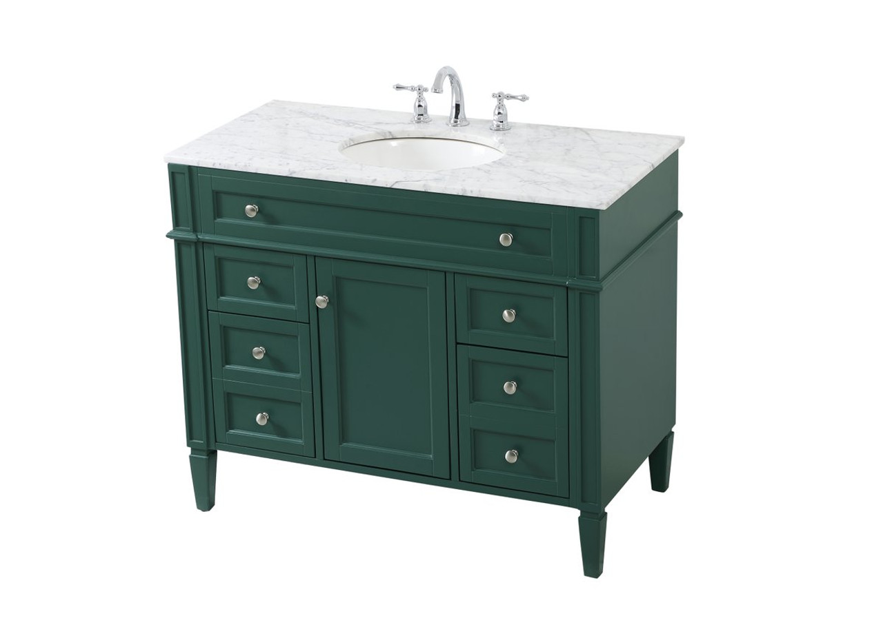 Elegant Decor VF12542GN 42 inch single bathroom vanity in green