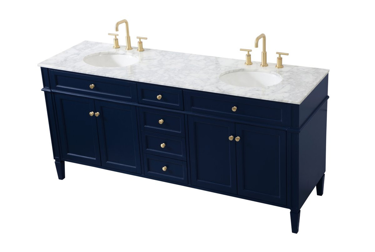 Elegant Decor VF12572DBL 72 inch double bathroom vanity in blue