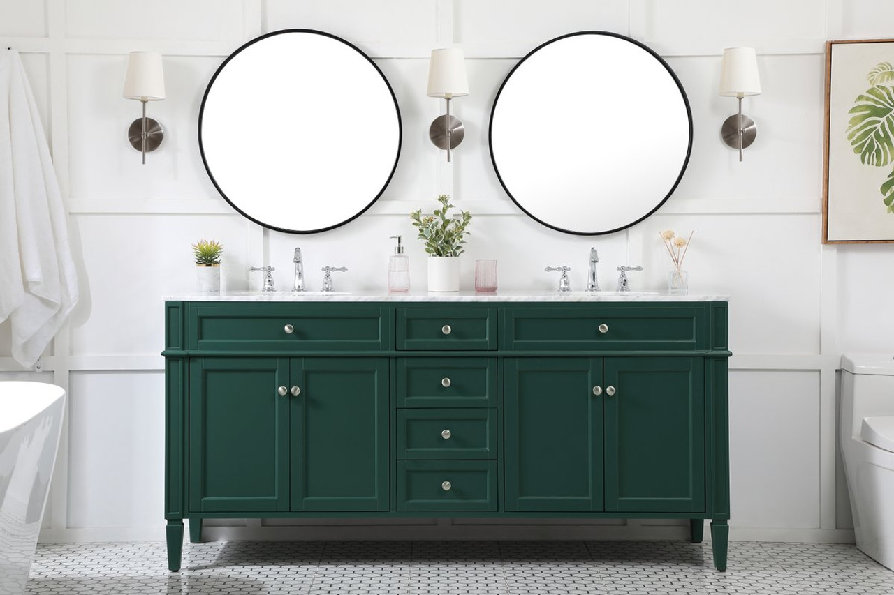 Elegant Decor VF12572DGN 72 inch double bathroom vanity in green