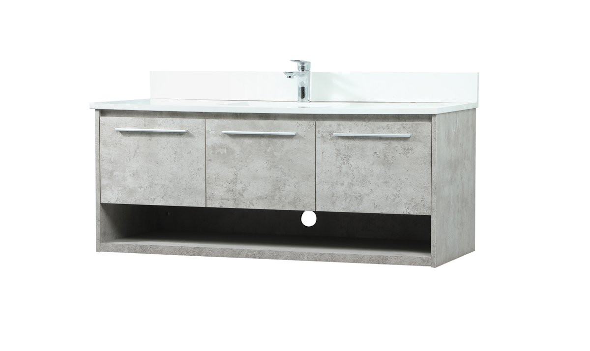 Elegant Decor VF43548MCG-BS 48 inch single bathroom vanity in concrete grey with backsplash
