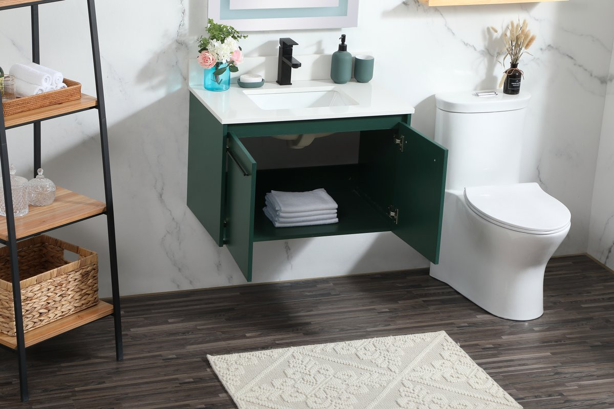 Elegant Decor VF44530MGN-BS 30 inch single bathroom vanity in green with backsplash