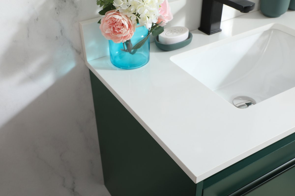 Elegant Decor VF44530MGN-BS 30 inch single bathroom vanity in green with backsplash
