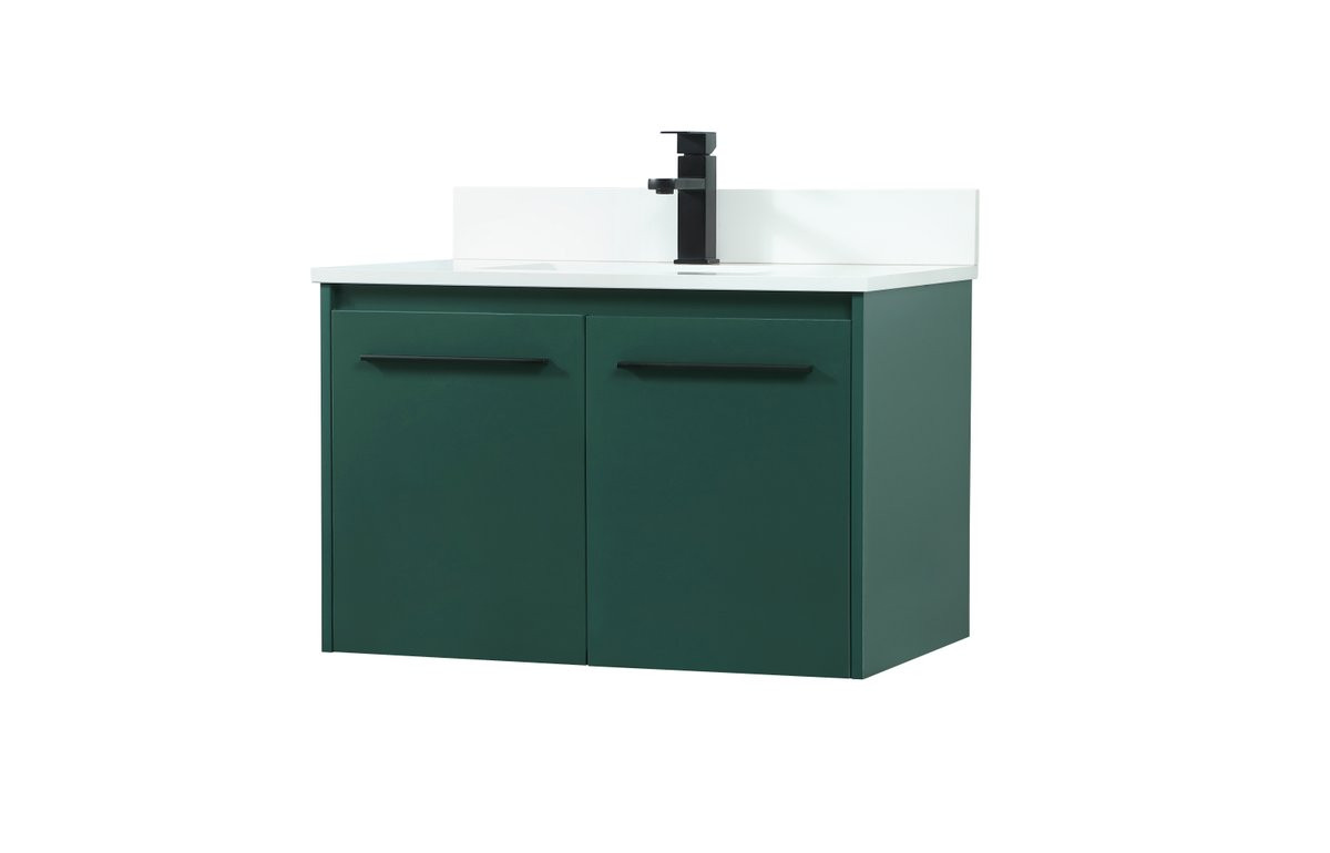 Elegant Decor VF44530MGN-BS 30 inch single bathroom vanity in green with backsplash
