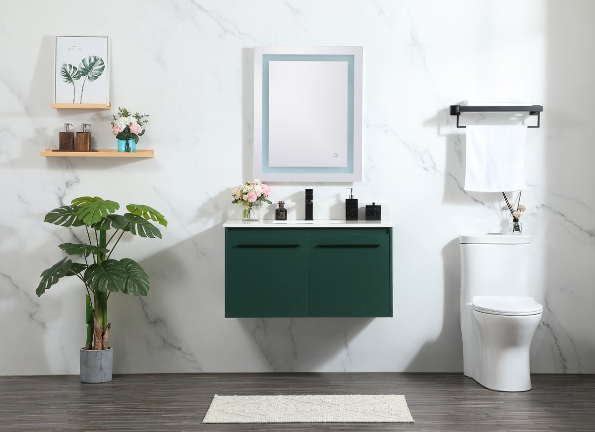 Elegant Decor VF44536MGN-BS 36 inch single bathroom vanity in green with backsplash